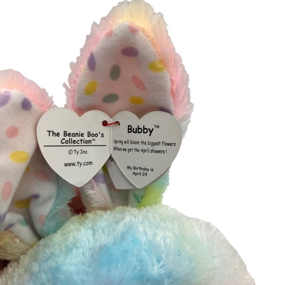 Ty Beanie Boos Collection Bubby Bunny Stuffed Animal Plush Toy Spring Silk - Picture 10 of 11